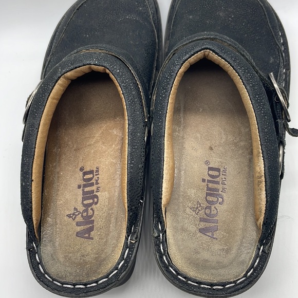 Alegria Black Pebbled Mules - Clogs leather Sz 39 - Picture 6 of 9
